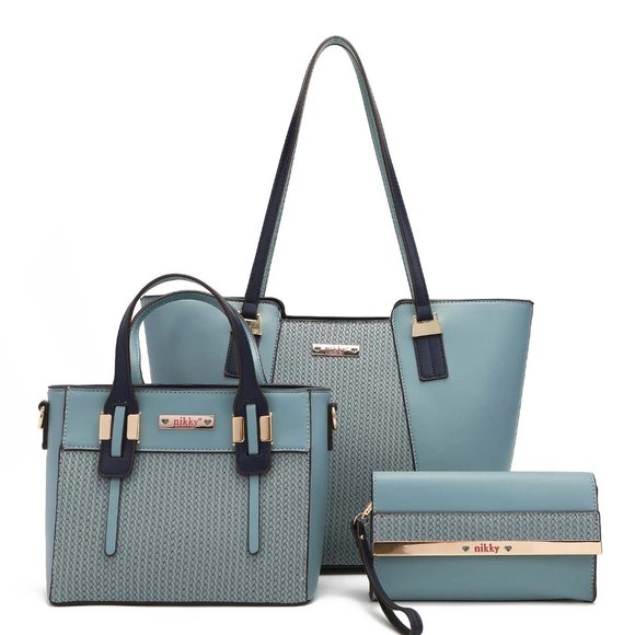 Nikky Bessie 3-Piece Shopper Bag Set NK12313 Blue - Picture 1 of 12